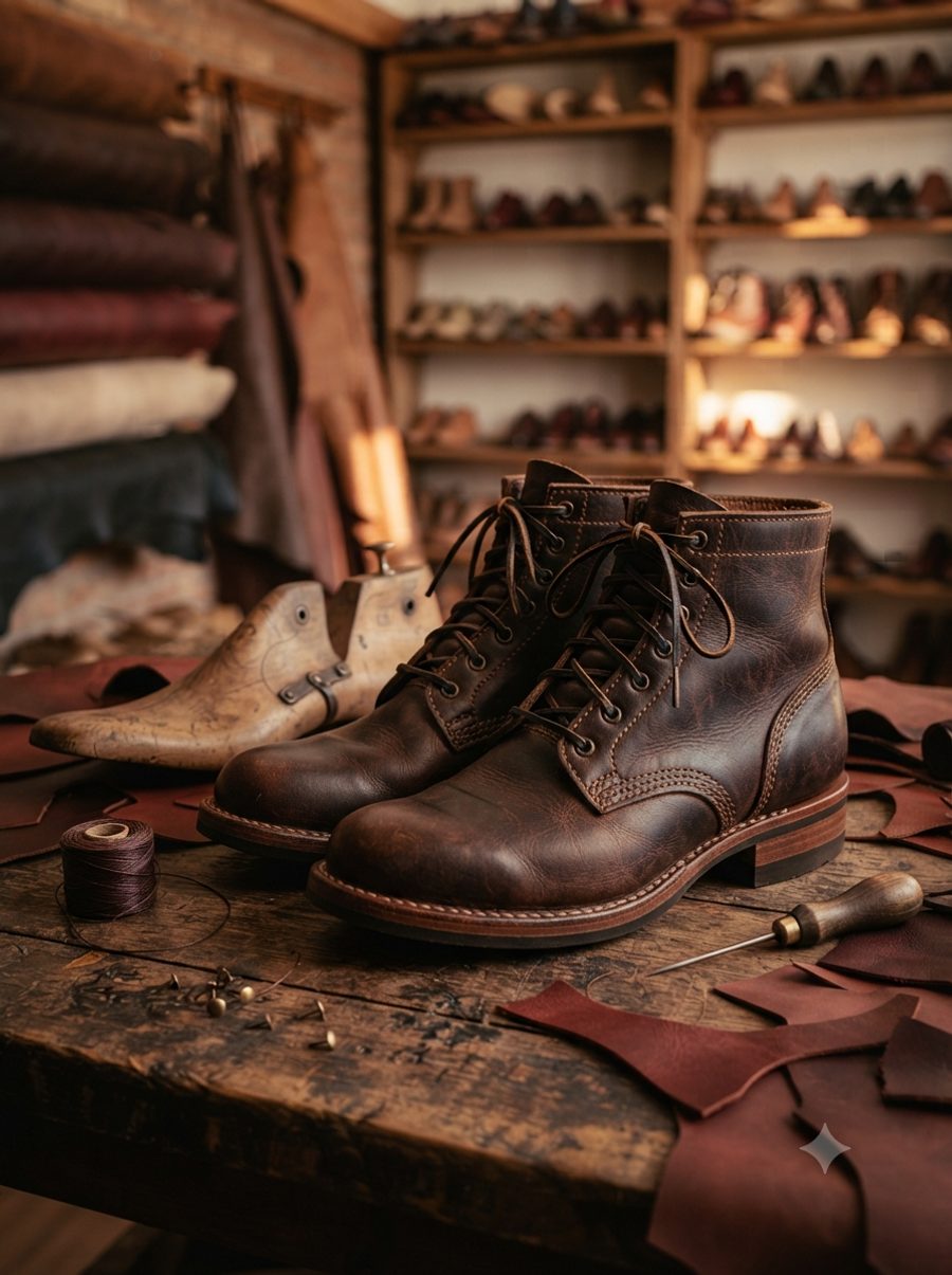 Par de botas de cuero artesanales