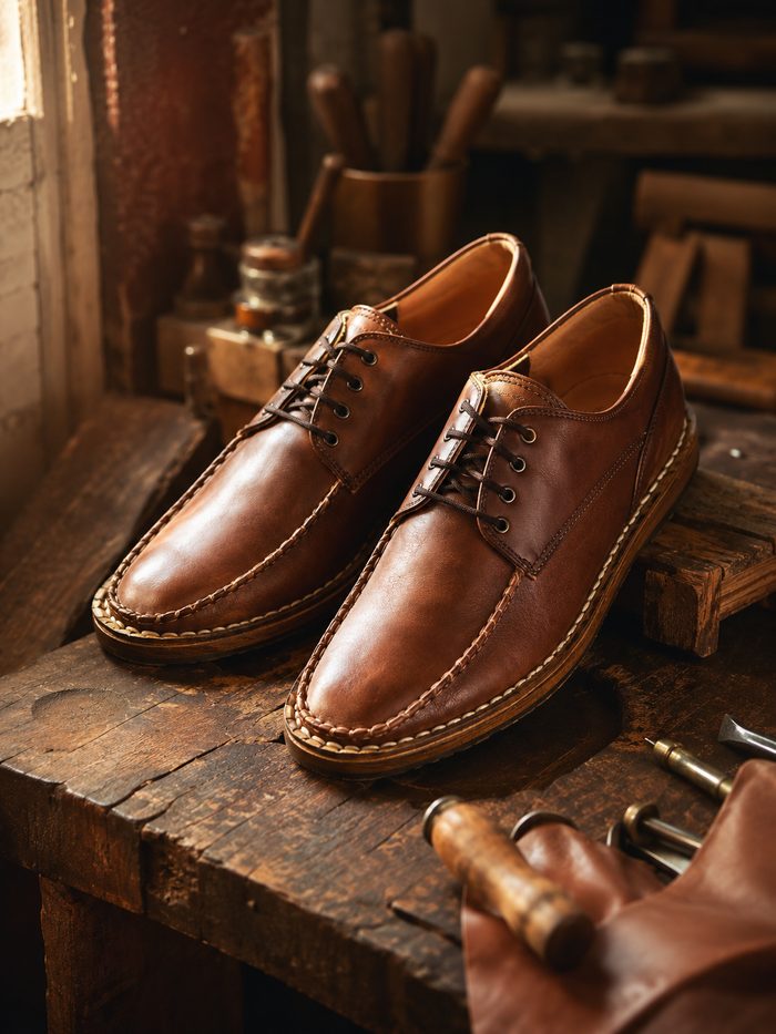 Zapatos de cuero terminados